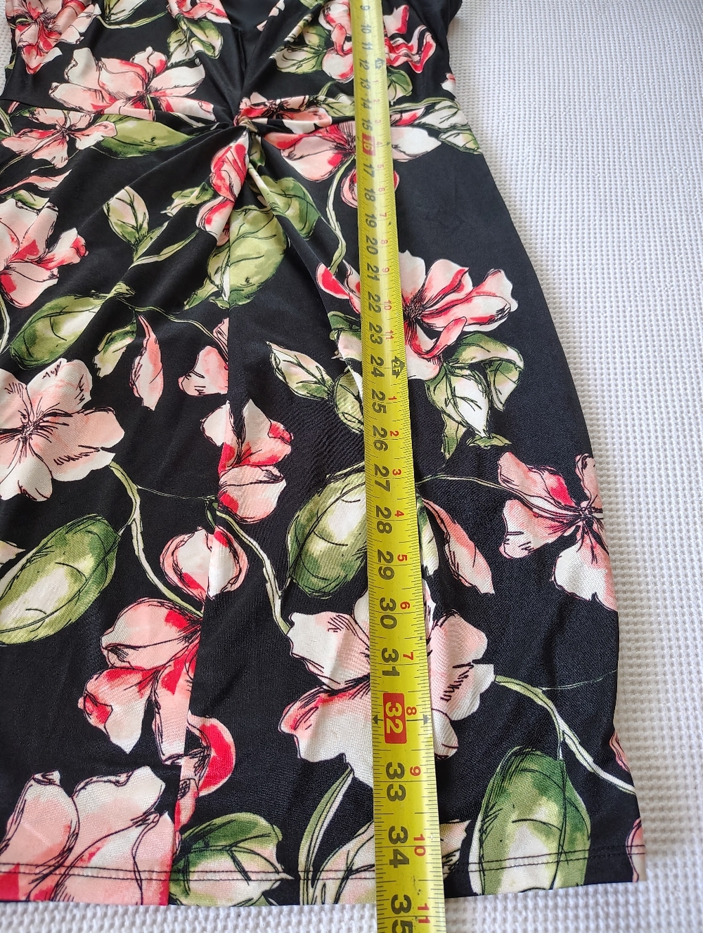 Loft Floral Tie-Front Sheath Dress - Black/Pink Size L - Picture 8 of 14